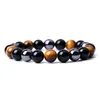 6 8 10mm Tiger Eye Stone Heldere Zwarte Kralen Armband Dames Mannen Yoga Hand String Sieraden Vriendschap Gift