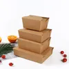 Gute Qualität Kraftpapier Lebensmittelbox wasser- und ölbeständig Fast-Food-Verpackungsboxen Einweg-Lunchbox zum Mitnehmen gebratenes Huhn Sushi Salat CCF6899
