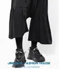 Men's Pants S-6XL!!2021 Casual Trousers Wide Leg Culottes Irregular Asymmetric Black Pleated Loose Flared Halon