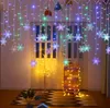 3.5 M Christmas Light Led Snowflake Curtain Sopla Fairy Stringi Światła Odkryty Girlanda do Home Party Garden New Year Decoration