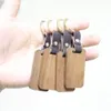 Porte-clés en bois de commerce extérieur personnalisé peut être imprimé pendentif porte-clés boucle en cuir carré