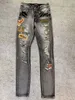 2021 мужские дизайнерские джинсы огорчены разорванный байкер стройный подходящий мотоцикл джинсовые для мужчин высочайшее качество мода джинсовые брюки наливают Hommes настоящие джинсы # 694