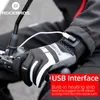 ROCKBROS Wram Bicicletta Donna Guanti da uomo Invernali SBR Touch Screen USB Guanti riscaldati Antivento Plam Traspirante Guanti Moto E-bike H1022