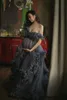 マタニティ女性イブニングドレスダークグレーのティアードフリールドレスのための写真シュートビードアランジェリーチュールバスローブナイトウェアベビードールローブ