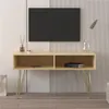 US stock Living Room Furniture Modern Design TV stand stable Metal Legs with 2 open shelves to put TV, DVD, router, books, and sma2831