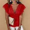 Women Blouse V Neck Sleeveless Lace Top White Shirts Hollow Out Backless Sexy Ladies Tops 3XL Summer 210524