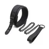 Nxy Adult Toys Thierry Sm Products Bondage Neck Collar with Metal Chain Leash Bdsm Sex Faux Leather Restraint Fetish 1207