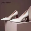 Sophitina Concise Pumps女性ベージュ厚いかかとの古典的なキャリア便利な大型女性ポンプ固体遅延靴女性SO501 210513