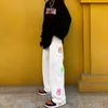 Houzhou Retro Kieszonkowy Hip Hop Proste Spodnie Cargo Mężczyźni i kobiety Oversize Dżinsy Spodnie Harajuku Streetwear Denim Vintage 211118