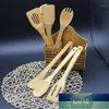 5 Stuk Set Bamboe Spatel Utensil Keuken Houten Koken Gereedschap Non-Stick Hittebestendige Werktuigen Lepel Spatel Mixing # 451 Fabriek Prijs Expert Design Quality