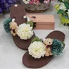 Summer Sweet Cute Colorful Handmade Artificial Cartoon Bear Flowers Flip Flops Non Slip Flat Casual Beach Women Slippers