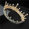 Pageant 9 färger blå kristall bröllop krona kunglig drottning tiaras rosa röd svart rund diadem brud hår smycken tillbehör x0625