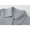 Greyblack Croeft Cardigan Crop Tees Streetwear Losse Lange Mouw Polo Collar Single Breasted Spring Retro T-shirt Vrouwelijke 210417