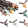 Pendant Necklaces 2022 Natural Stone Cross Necklace Crystal Agates Tiger Eye Opal Malachite For Women Men Charm Jewelry Gift