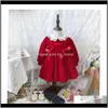 Sukienki odzież baby dzieci ciążowy drop dostawa 2021 07y baby girl jesień zima czerwony vet długi rękaw rocznika turecka księżniczka suknia suknia