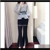 Two Piece Sets Clothing Apparel Drop Delivery Womens Pants Set Small Fragrance Style Two-Piece Striped Puff Sleeve Shirt Flare Spring And Aut