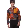 القمصان غير الرسمية للرجال أزياء الربيع الخريف قميص قميص رفيع نائم زهرة طباعة الكتان الطويل الأكمام الذكور الذكور الاجتماعي MACHULINA M-5XL