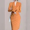 Simple Style New Fashion V-neck Long Sleeve Slim Bodycon Formal Party dress Autumn Winter 2021 Y1204