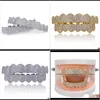 Grillz, Griglie dentali Gioielli per il corpo Drop Delivery 2021 Micro-Zircon Insert Staffa Hip Hop Bretelle Chao Ren Denti dorati Accessori di moda In