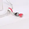 Fit Pandora Charme Pulseira Linda Menina Vermelho Esmalte Dangle Pingente Europeu Prata Chair Encantos Beads Diy Snake Cadeia Para As Mulheres Bangle Colar Jóias