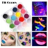 Eyeliner Fluorescent 12 couleurs, fard à paupières, peinture pour le visage d'halloween, huile, lèvres, boue, Art pour cosmétiques de fête