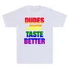 Jungs schmecken nur einen besseren Regenbogen 3. Gender LGBT Gay Lesbian Pride Lustige Geschenk T-Shirt Herren Kurzarm Baumwolle Black T-Shirt