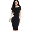 Nice-forever vintage kleur blok patchwork kantoor jurken zakelijke bodycon ingerichte vrouwen jurk btty832 210419