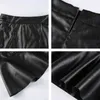 Goth Schwarz High-Waist Y2k Kurzer Damen Lederrock Harajuku Kawaii Rüschen Vintage Pu Mini Faltenröcke für Mädchen 210619