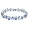 Bracelets de charme Moda feminina Criativa Sulvera branca de zircula real Braça azul de zircão Austria