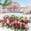 50/100 cm DIY Wedding Flower Mursement Slopies Silk Piones Rose Artificial Row Decor Iron Arch Tacdrop1