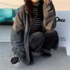 Lösa kvinnor Hoodies Koreansk stil Hoodie Sweatshirt Rocker Fleece Casual Rabbit Fur Zip Up Långärmad Kawaii Kläder estetik 210809