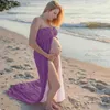 Maternidade dentro e fora 2 cores vestidos de renda trailing festa de praia vestido longueia tubo top gravidez tiro foto vestido q0713