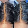Gęstość Kinky Kędzierzawy Naturalny Jet Black Kolor Zaawansowany koronki syntetycznej Przód Peruka dla kobiet z baby Hair Heat Ressistant Peruki