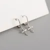 Hoop & Huggie French 925 Sterling Sliver Drop Small Cross Earrings For Women Simple Tiny Round Circle Hoops With Charms Jewelry
