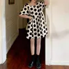 Ezgaga polka dot klänning kvinnor kortärmad koreansk mode sommar fyrkantig krage lös hög midja söt klänning casual vestidos 210430