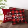 Pillow Case Case Home Textiles Christmas Pillow Fashion Deer Print Red Check Style Pillow Covers Cushion Covers Christmas decoration Bedding