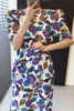 コレヒパアの女性のドレス夏のシックなレトロなファッションの花ラウンドネックオープンバックレースアップウエストパフスリーブフィッシュテールスカートvestido 210526