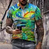 Herren Polos Sommer Männer Shirt Kurzarm Übergroße Lose Reißverschluss 3D Digitaldruck Löwe Muster Kleidung Männliche T-shirts S-6XL