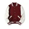 Unisex College Varsity Baseball Jackets Solid Color Fashion Letterman Outerwear For Couples Uniform Men's