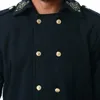 Cappotto da marinaio doppio petto grigio Uomo Inverno Elegante ricamo in oro Cappotto da uomo Trench stile britannico Cappotto maschile Giacca a vento 210522