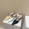 Mixed Color Women Sandals Elegant Ladies Slides Thin Low Heels Back Strap Pointed Toe Fashion Back Strap Sandals Pumps Shoes 210513