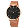 Wristwatches Gold Minimalist Men Fashion Ultra Thin Watches Business Simple Stainless Steel Mesh Belt Quartz Reloj Lujo Hombre