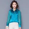 Korean Fashion Silk Women Shirts Mesh Lantern Sleeve Satin Blouses Plus Size 4XL Office Lady s Tops and 210531