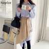 Trabalho Estilo Escritório Senhora Slim 2 Pcs Mulheres Conjunto Definir Collar Botão de Manga Longa Blusa + Cintura Alta Cintura Sashes Saia 210422