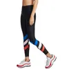 طماق للسيدات Qickitout Push Up Workout High Weist Sportswear Color Stripes طباعة لباس ضيق لللياقة السوداء امرأة