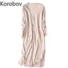 Korobov coreano monopetto lungo maglione donna estate manica lunga cardigan in maglia tasche oversize Sueter Mujer 78413 210810