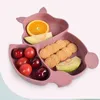 Food Plate Bowl Set Mini Silicone For Kids Non-Slip Plate With Suction Cup Table Set With Wooden Handle Spoon And Fork G1221