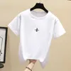 Will ~ Uçak Nakış T-Shirt Kadın Pamuk Beyaz Render T-Shirt Gevşek Yaz Kısa Kollu Bluz Öğrencileri 210604
