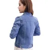 Jaquetas femininas denim casaco curto vintage casaco streetwear 2022 fêmea jean azul manga longa bolsos moda outwear mulheres