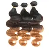 Ombre bruine Braziliaanse lichaamsgolfbundels 1B/4/30 3 Tone Pre -gekleurde niet -remy menselijk haarblonde weefsels